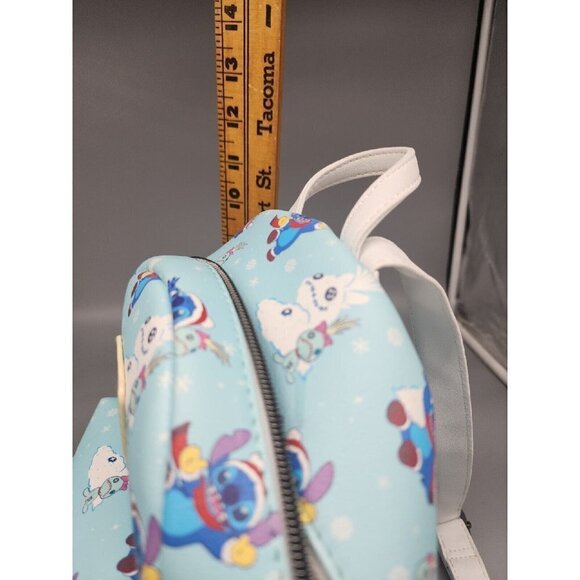 LOUNGEFLY DISNEY STITCH SCRUMP SNOWMAN MINI BACKPACK Blue Bag - Picture 11 of 12